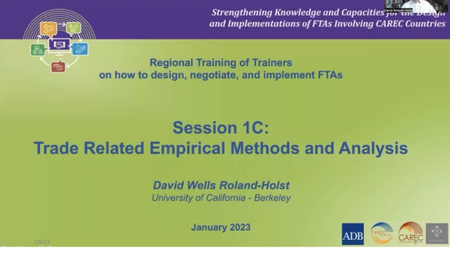 CAREC FTA: Course 1C Trade Related Economic Analysis