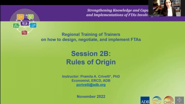 CAREC FTA: Course 2B Rules of Origin