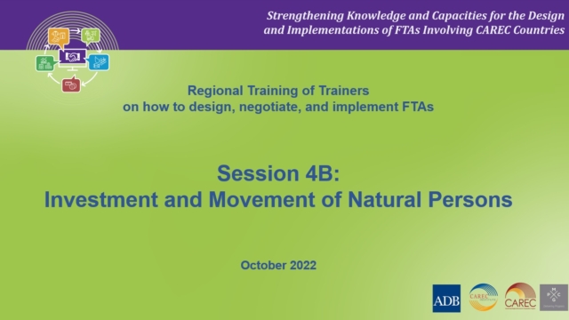 CAREC FTA: Course 4B Investment and Movement of Natural Persons